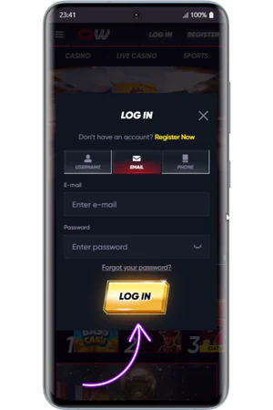 QuickWin login form with email and password fields