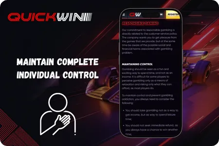 Client side dashboard configuration showing custom limit setup panels for QuickWin responsible gambling