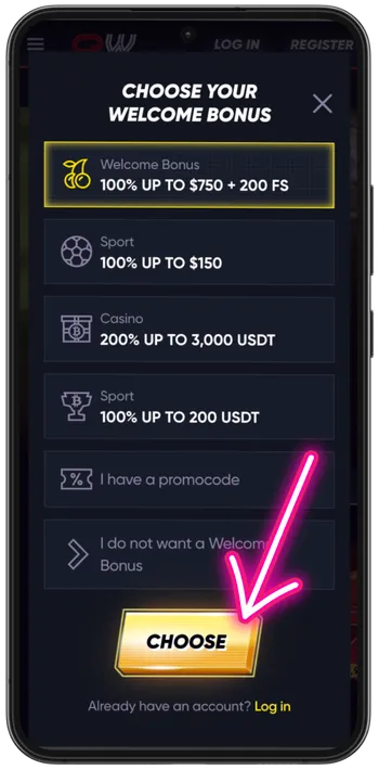 Selecting a starter reward and entering a promo code during QuickWin registration
